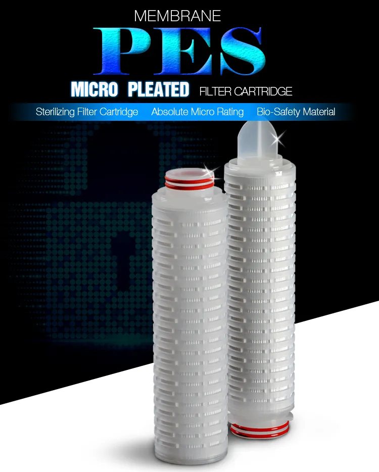 0.22um/0.45um Polyethersulfone Pes Membrane Pleated Cartridge Sterile Filtration Pharmaceutical Liquids