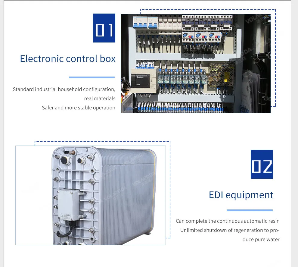 1000lph EDI RO System Reverse Osmosis System RO Water Filter Purifier Water Pruification EDI