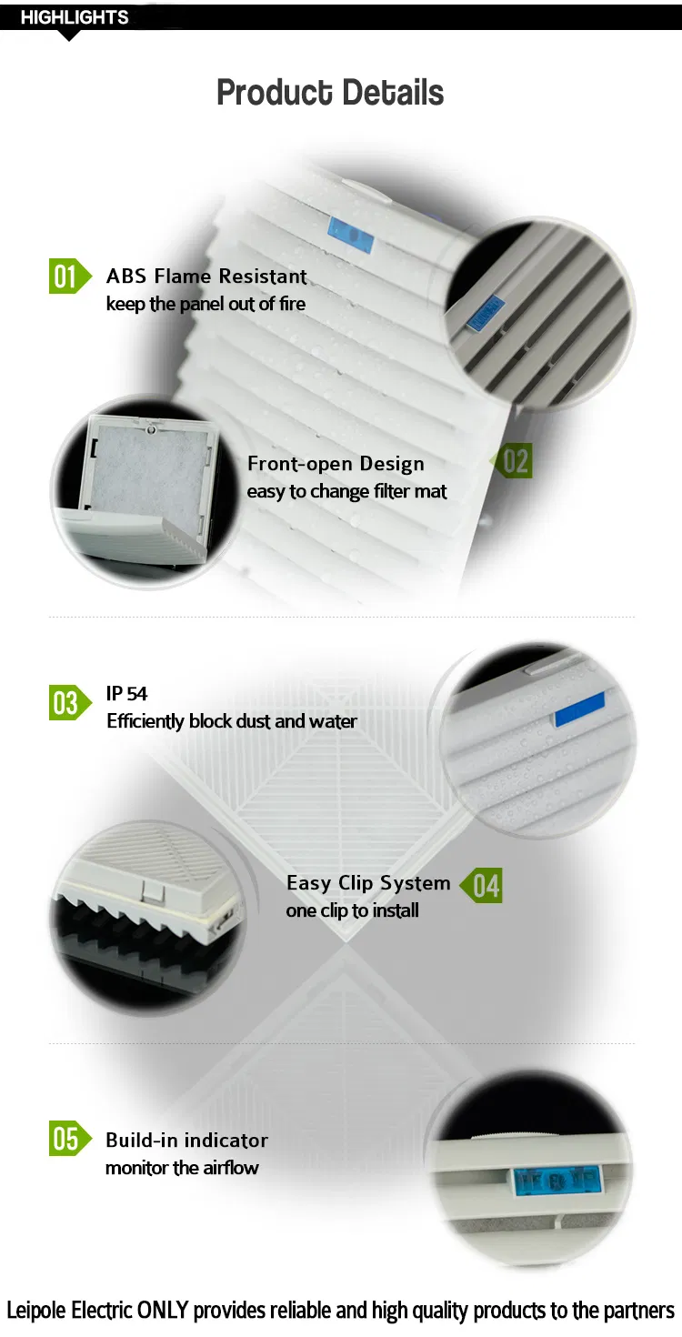 CE and RoHS Certified 204*204mm Fan Filter Air Volume