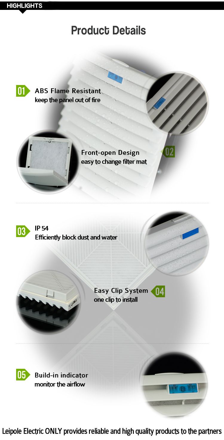 Factory Price 148mm to 320mm Electrical Cabinet Ventilation Panel Cooling Fan Filter