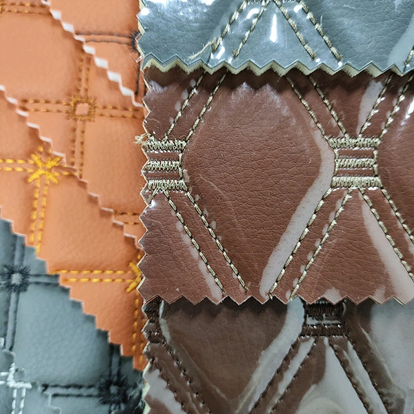 Embroidery Leather With PVC Clear Sheet