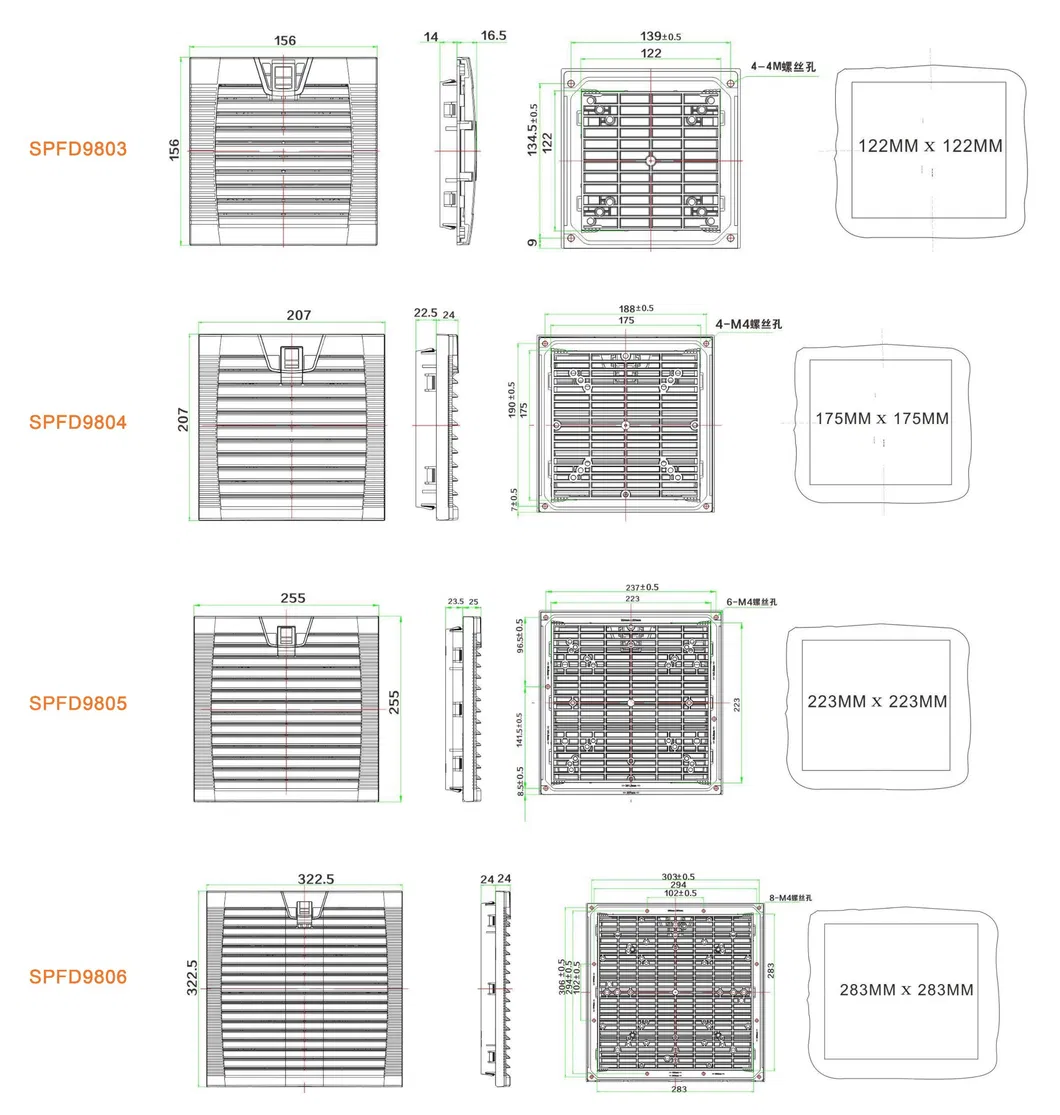 Plastic Fan Filter Spfd9803 9804 9805 9806 Easy Installation